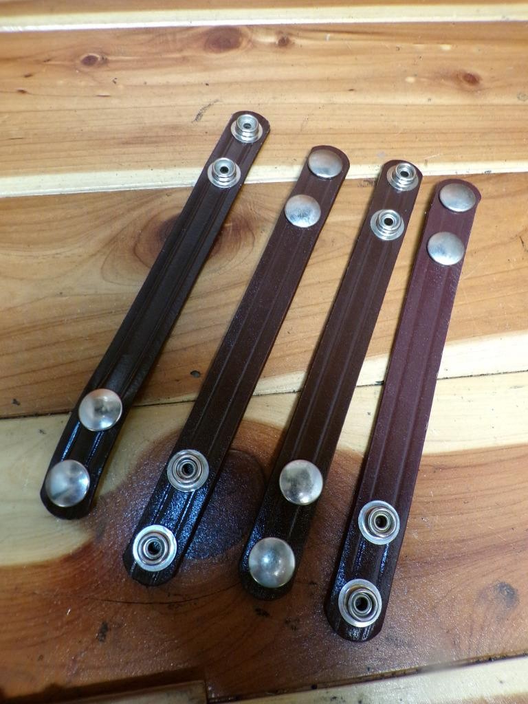 Set of 4 DON HUME Brown Police Duty Belt Keepers 3/4" Wide w Double Chrome Snaps
