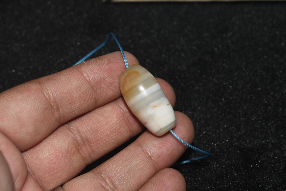 Authentic Ancient Bactrian Banded Agate Stone Bead in Perfect Condition