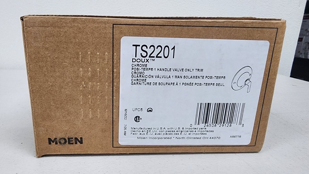 Moen TS2201 Doux 1-Function Posi-Temp Pressure Balanced Shower Trim Only, Chrome