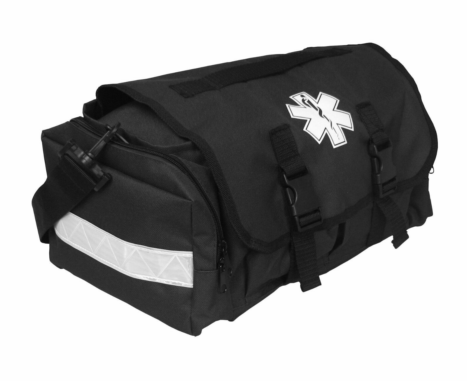 FIRST RESPONDER EMT PARAMEDIC ON CALL TRAUMA BAG W/ REFLECTORS- BLACK 17"X7X10"