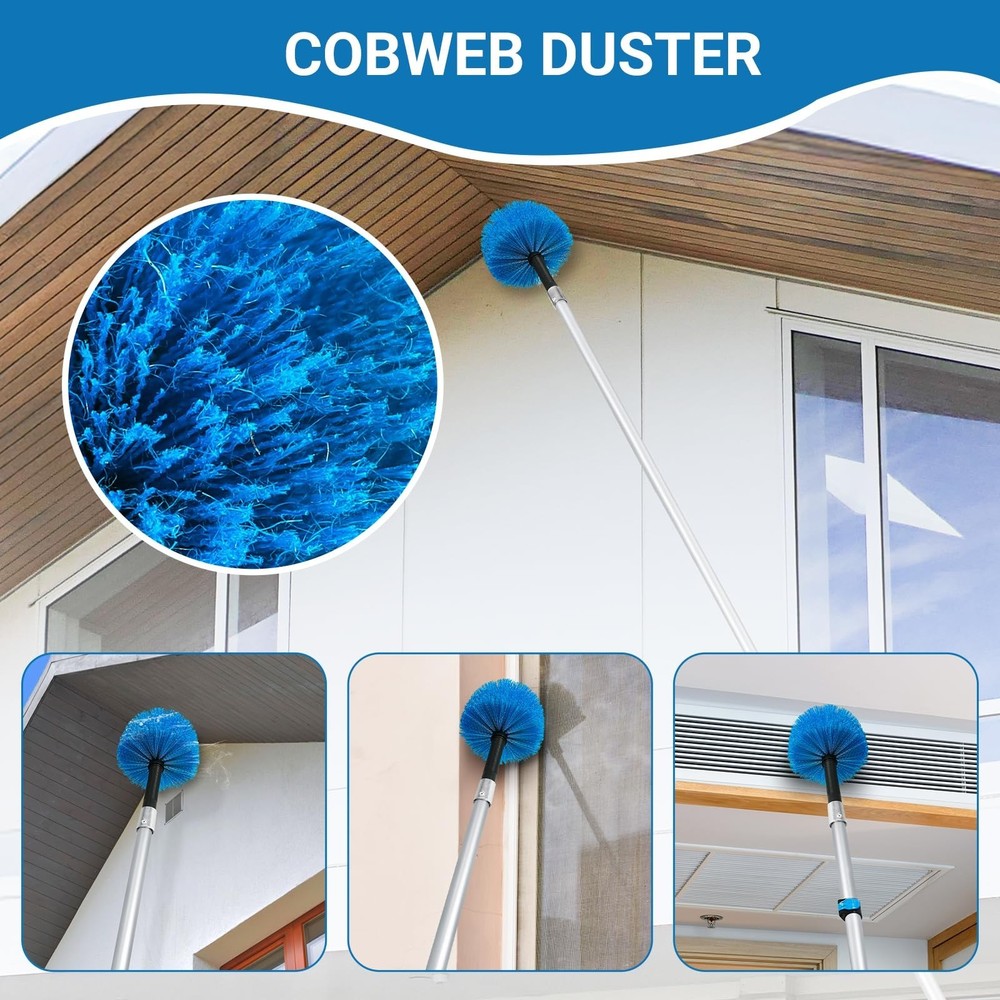 20FT High Ceiling Fan Duster with 5-12FT Extension Pole, Extendable Reusable ...
