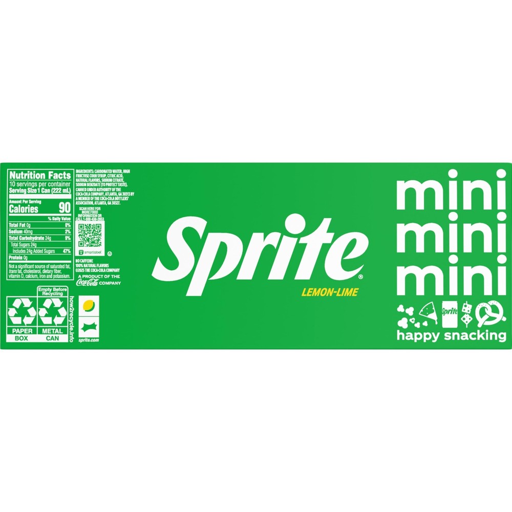 Lemon Lime Soda Soft Drinks 7.5 fl oz 10 Pack Cans