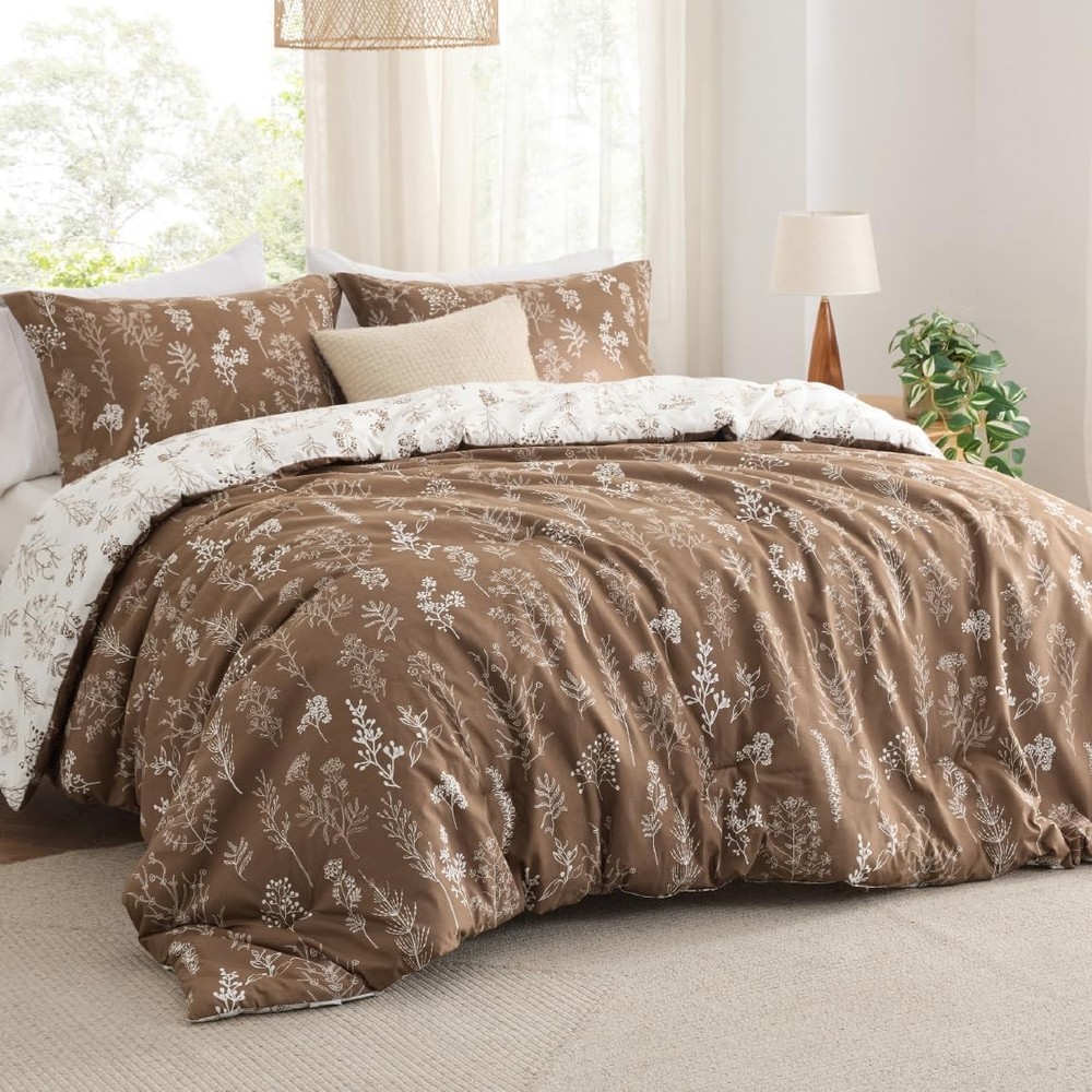 Bedsure Queen Comforter Set - Brown Bed Set, 3 Pieces Cute Queen, 27 -