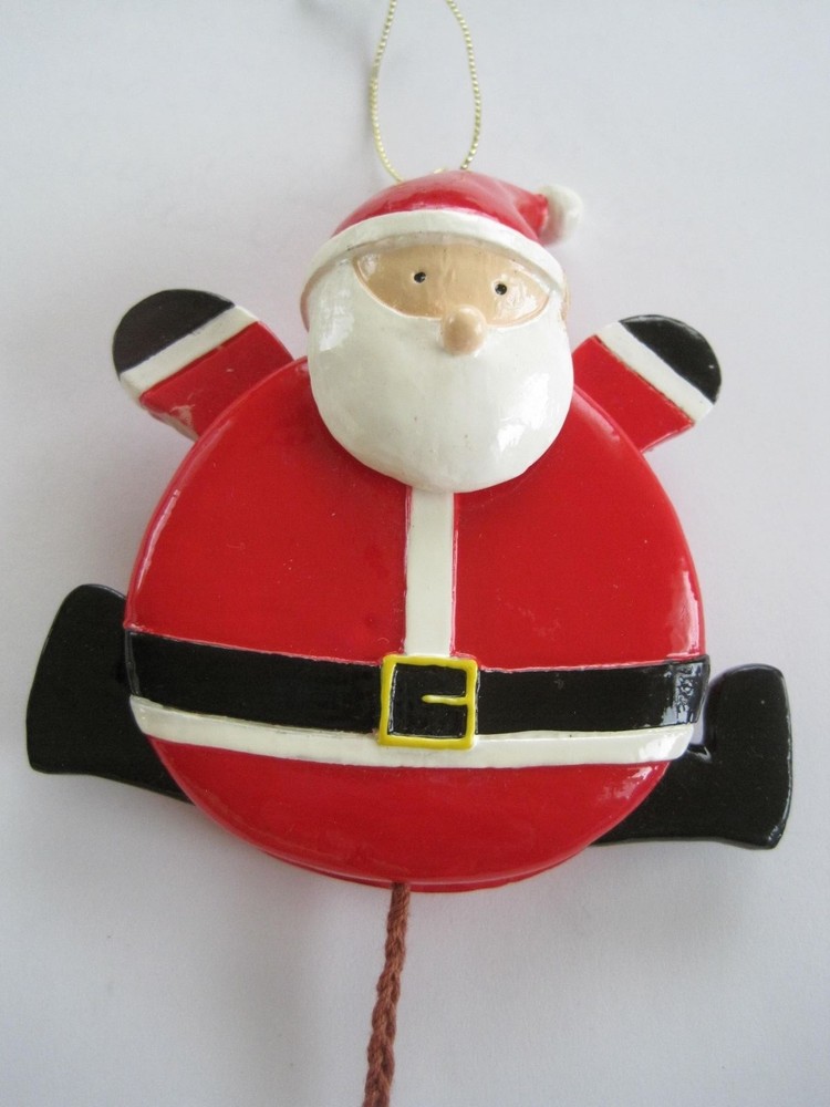Santa String Puppet Ornament Glass 3 1/4"