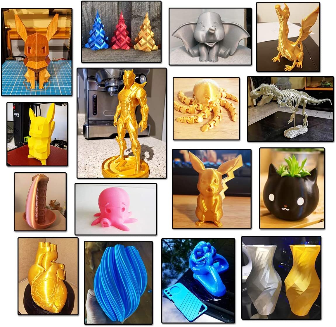 JAYO 10KG PLA PLA+ PETG SILK ABS 3D Printer Filament 1.75mm 1.1KG Black Spool