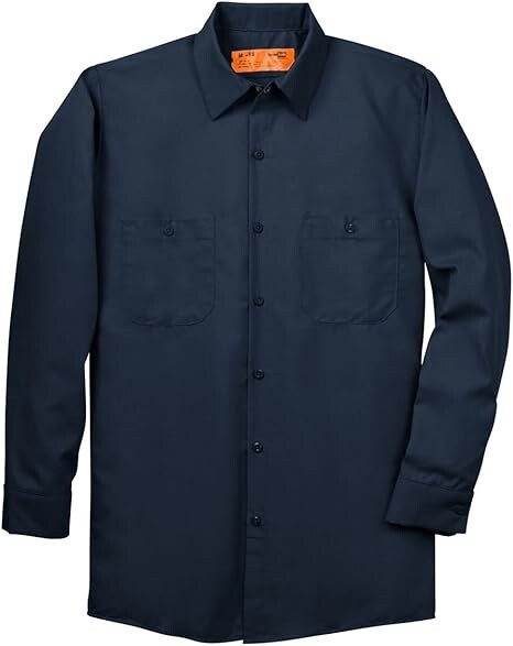 Red Kap Men's Industrial Long Sleeve Work Shirt in Navy