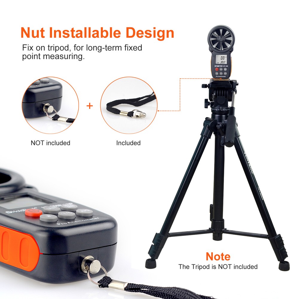 Handheld Anemometer Bluetooth Digital Wind Speed Gauge Wind Temp for HVAC Drone