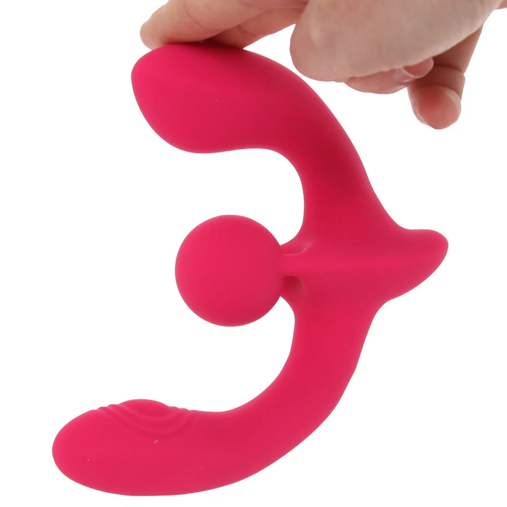 Silicone Double Tapping Stimulator Dual-Ended Vibrating Strapless Strap-On
