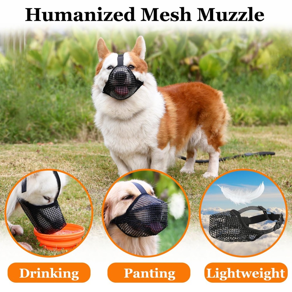 Dog Muzzle Soft Mesh Muzzle for Small Medium Large Dogs Labrador German Sheph...