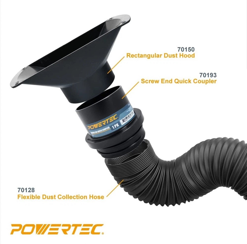 POWERTEC 70150 Rectangular Dust Hood - 4” ABS Plastic Collector