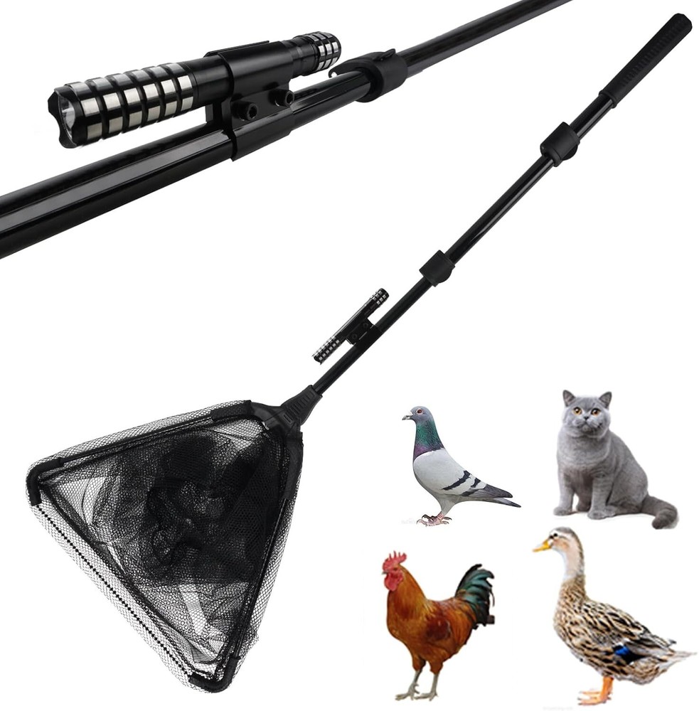 Animal Chicken Catch Control Net Pole 3 Sections LED Light 15lb Capacity Adjust