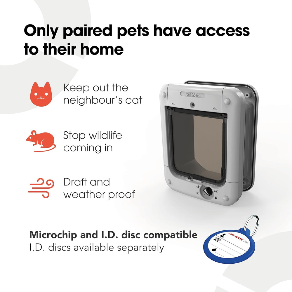 Cat Mate Microchip Activated Cat Flap (360) - ISO and AVID Compatible, Door for