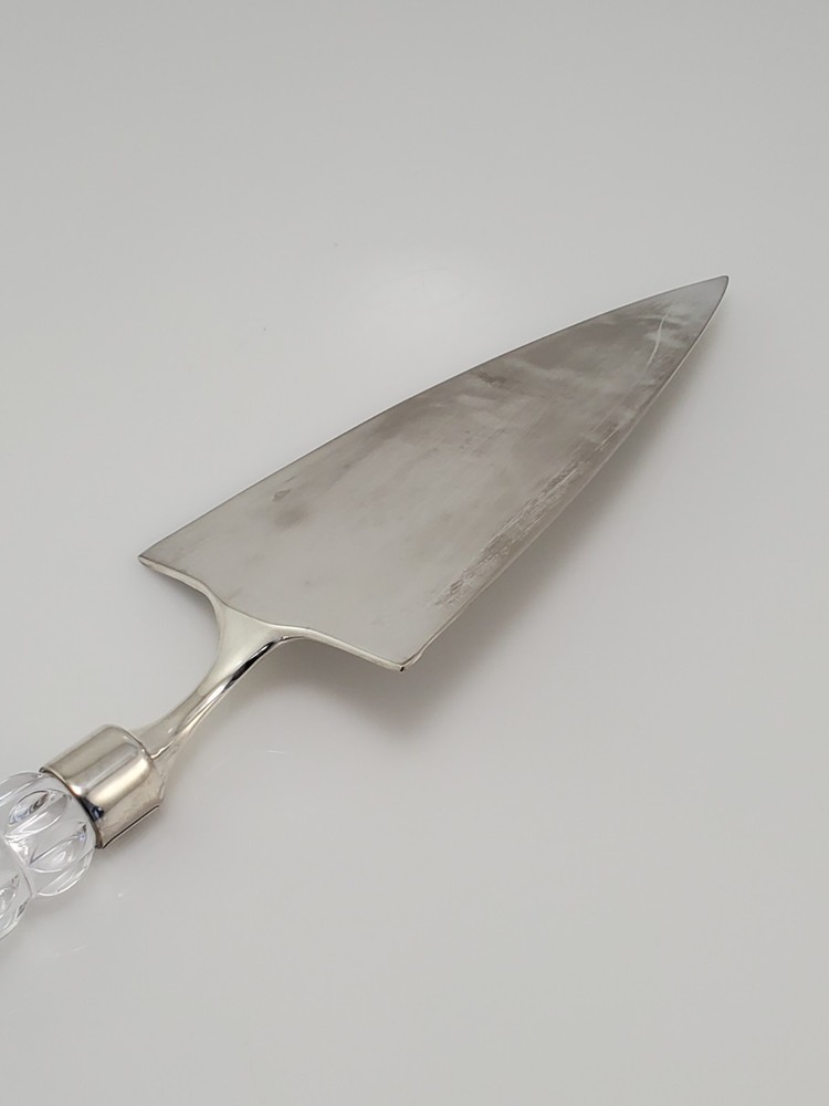 Mikasa Cake Pie Server Knife with Crystal Handle Silver Plated Rousseau Pattern