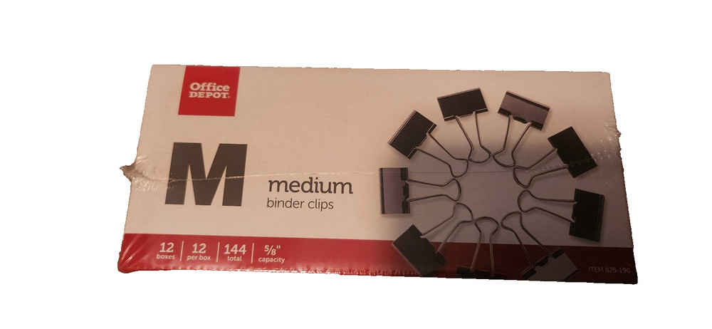 Office Depot Medium Binder Clips 12 Boxes with 12 Clips Per Box