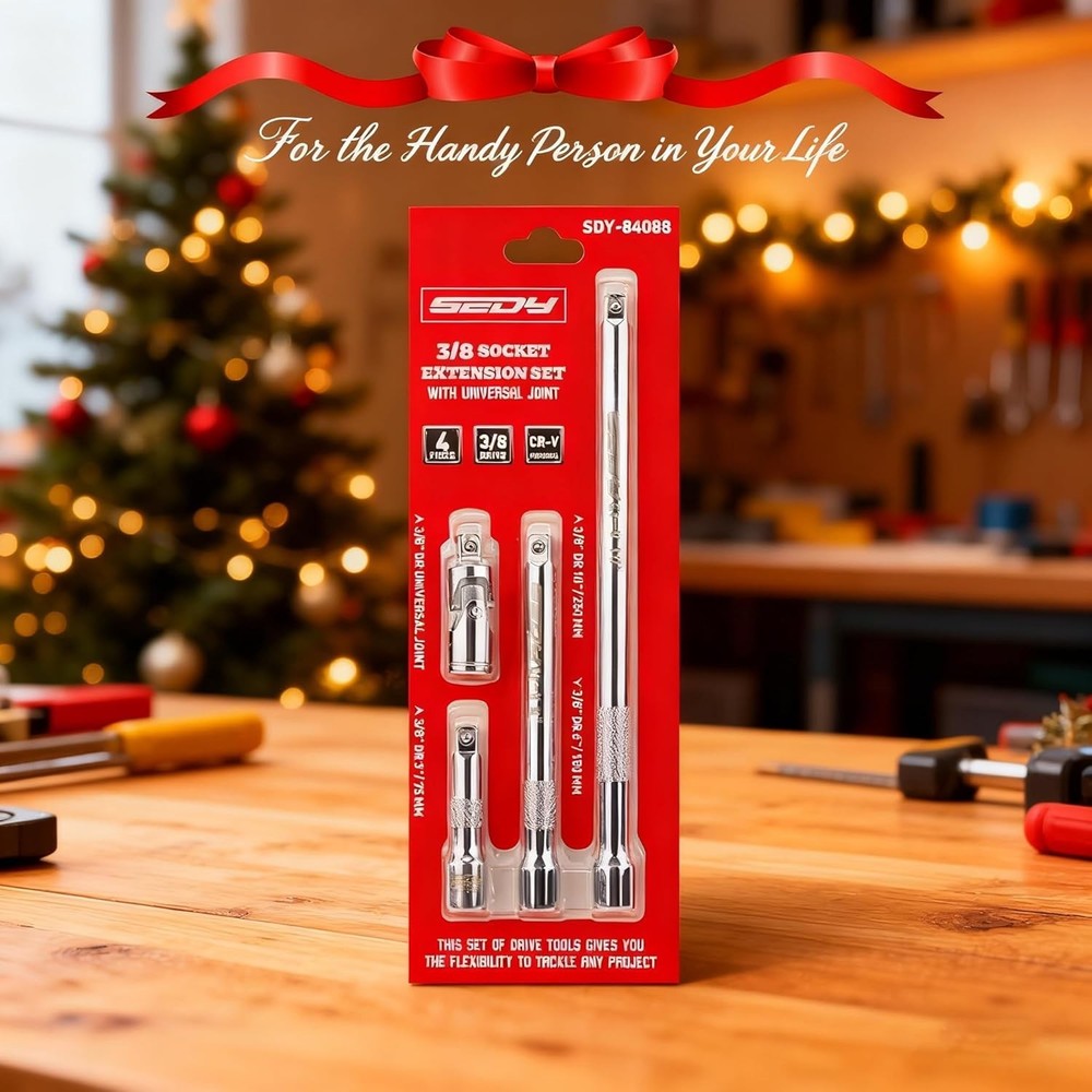 4-Piece 3/8" Drive Socket Extension Bar Set, Professional Socket Extension Se...