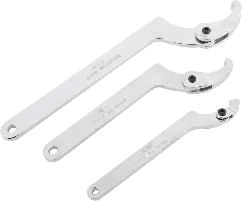 8Pcs Adjustable Hook & Pin Spanner Wrench Tool Kit Locking Nut Wrench 35mm-120mm