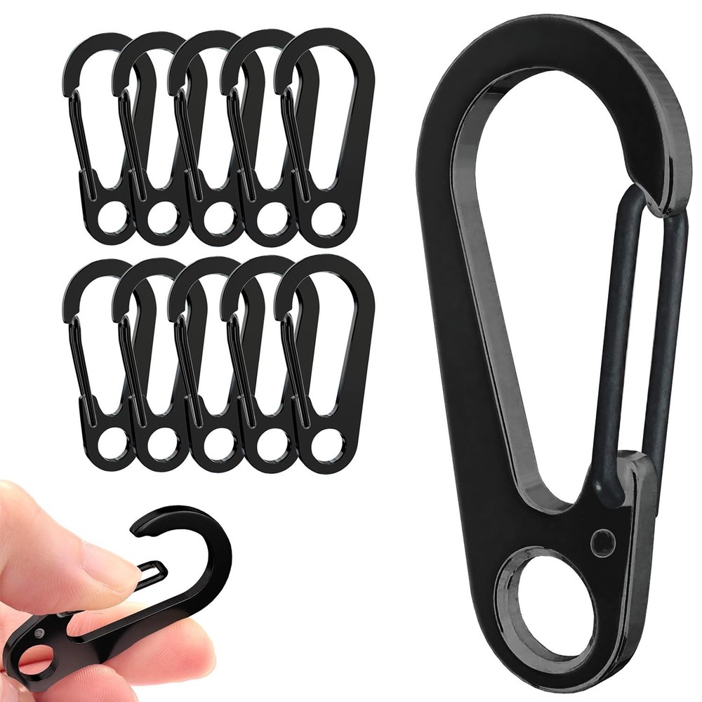 10PCS Black Dog ID Tag Clips - Mini Quick Release Hooks for Collars & Leashes
