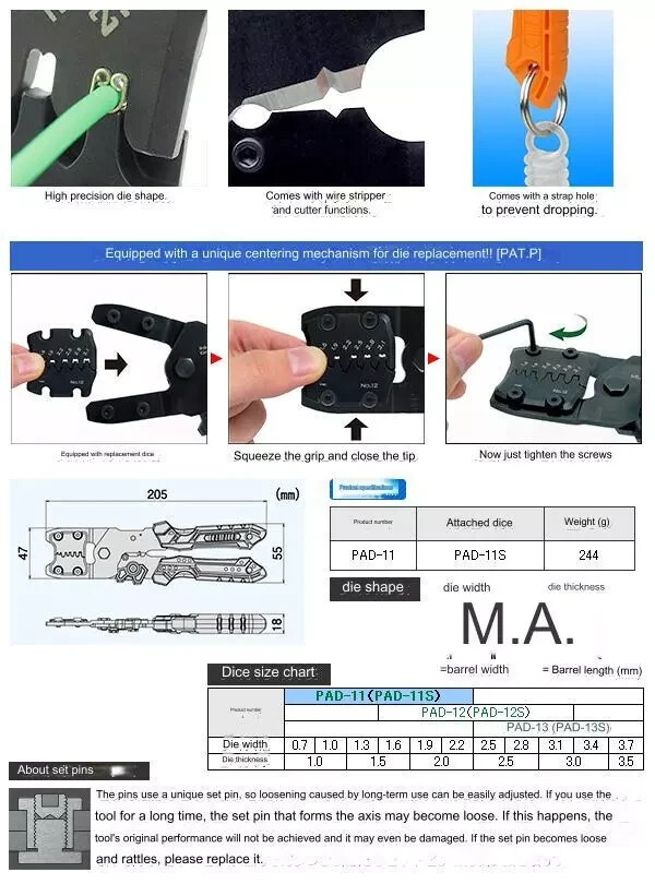Engineer PAD-11 Crimper mini micro crimp tool Japan New