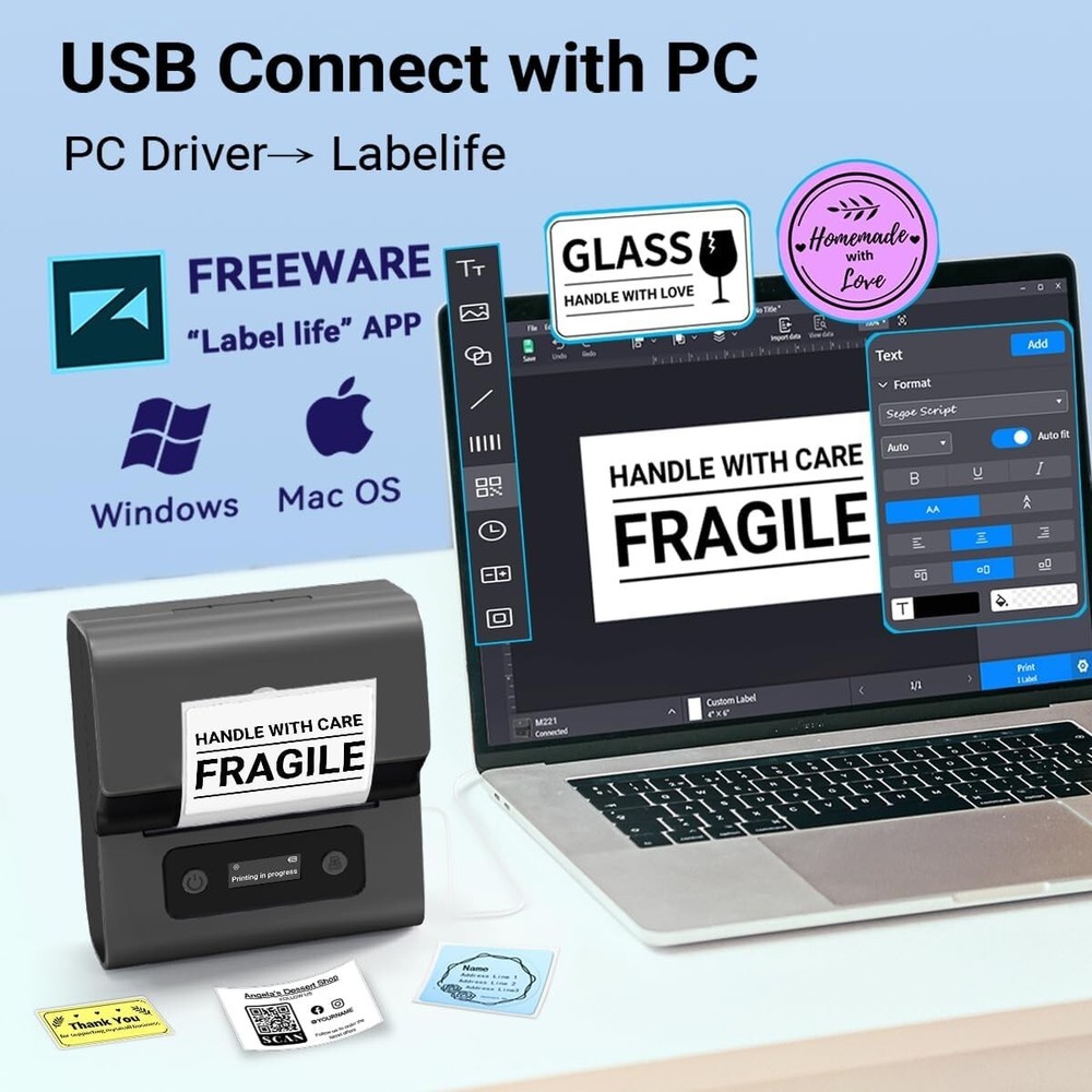 Phomemo M221 Bluetooth Label Maker Machine Portable Mini Wireless 3 Inch