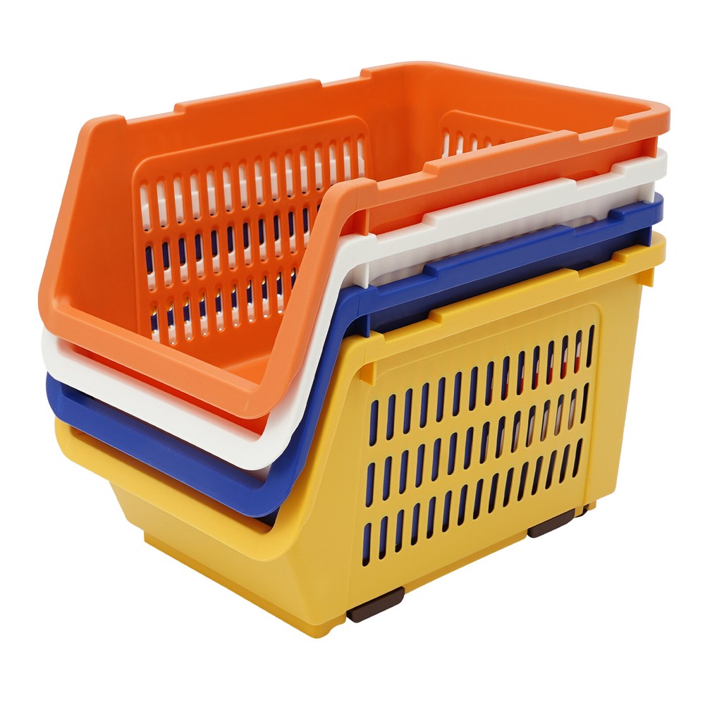 4 PCS Stacking Storage Baskets, Stackable Organizer Baskets, Stackable Bins