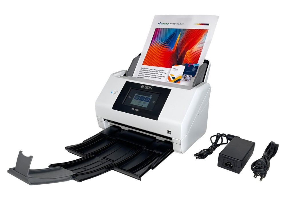 Epson Workforce DS-780N J381C Duplex Network Document Scanner w/Adapter GRADE A!