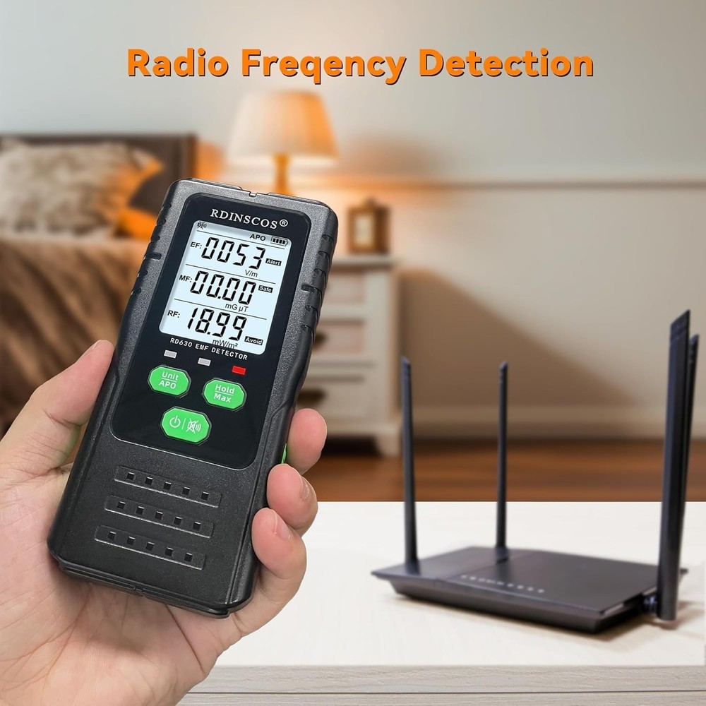 Portable Tri LCD EMF Detector with Auto Alarm & Mute Function for Home & Office