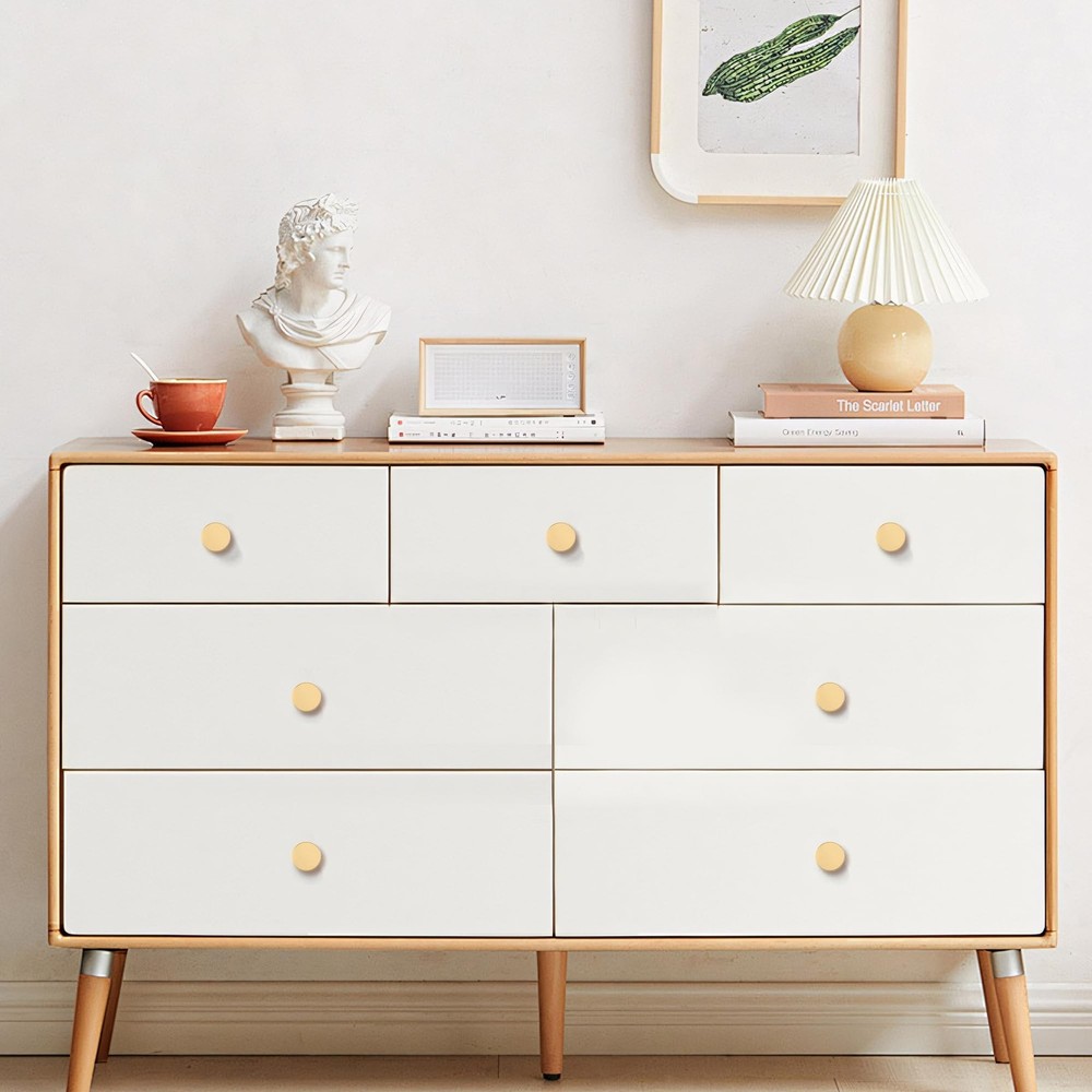 2 Pack Brushed Gold Solid Brass Kitchen Cabinet Knobs,Drawer Pulls, 1.1 Inch ...