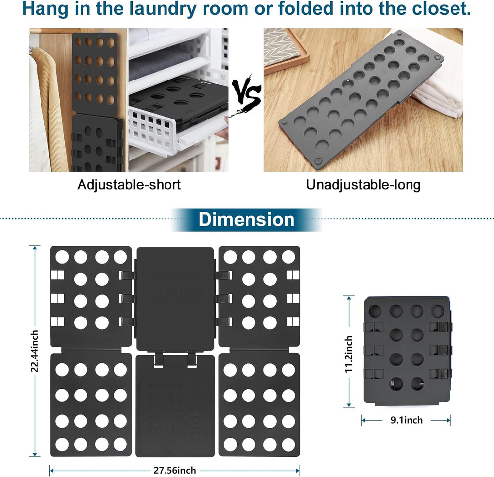 Shirt Folder Laundry Room Adjustable Plastic All Clothes Folding Board Black