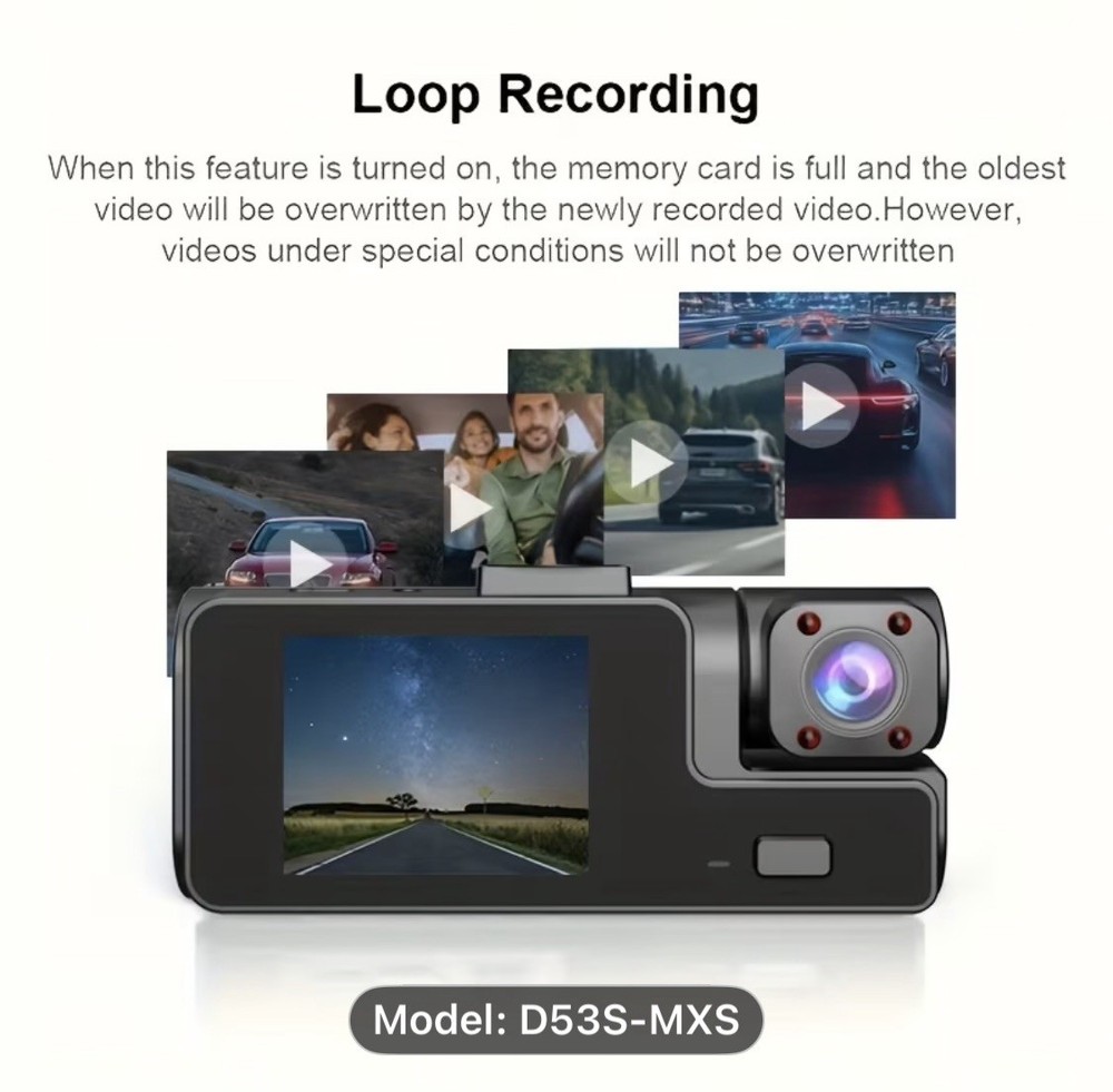Dash Cam Front And Inside | Front Camera 1080P & Inside Camera 720P, 170°