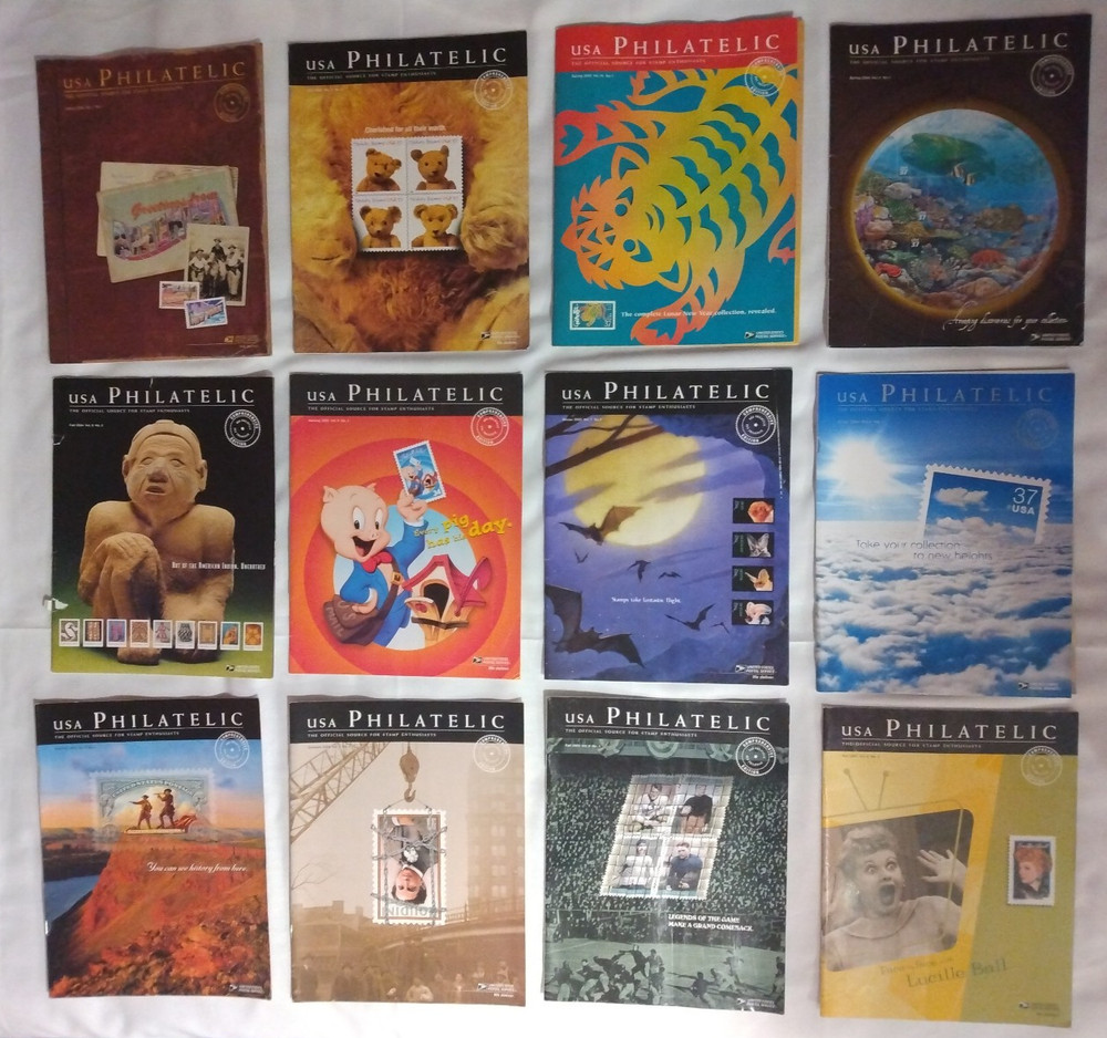 Assorted Lot of 12 USA Philatelic Stamp Magazines Catalogs Collectible