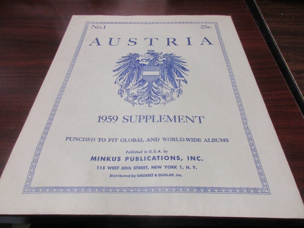 "MINKUS" 1959  SUPPLEMENT AUSTRIA  #1  W/FREE SHIPPING!!!