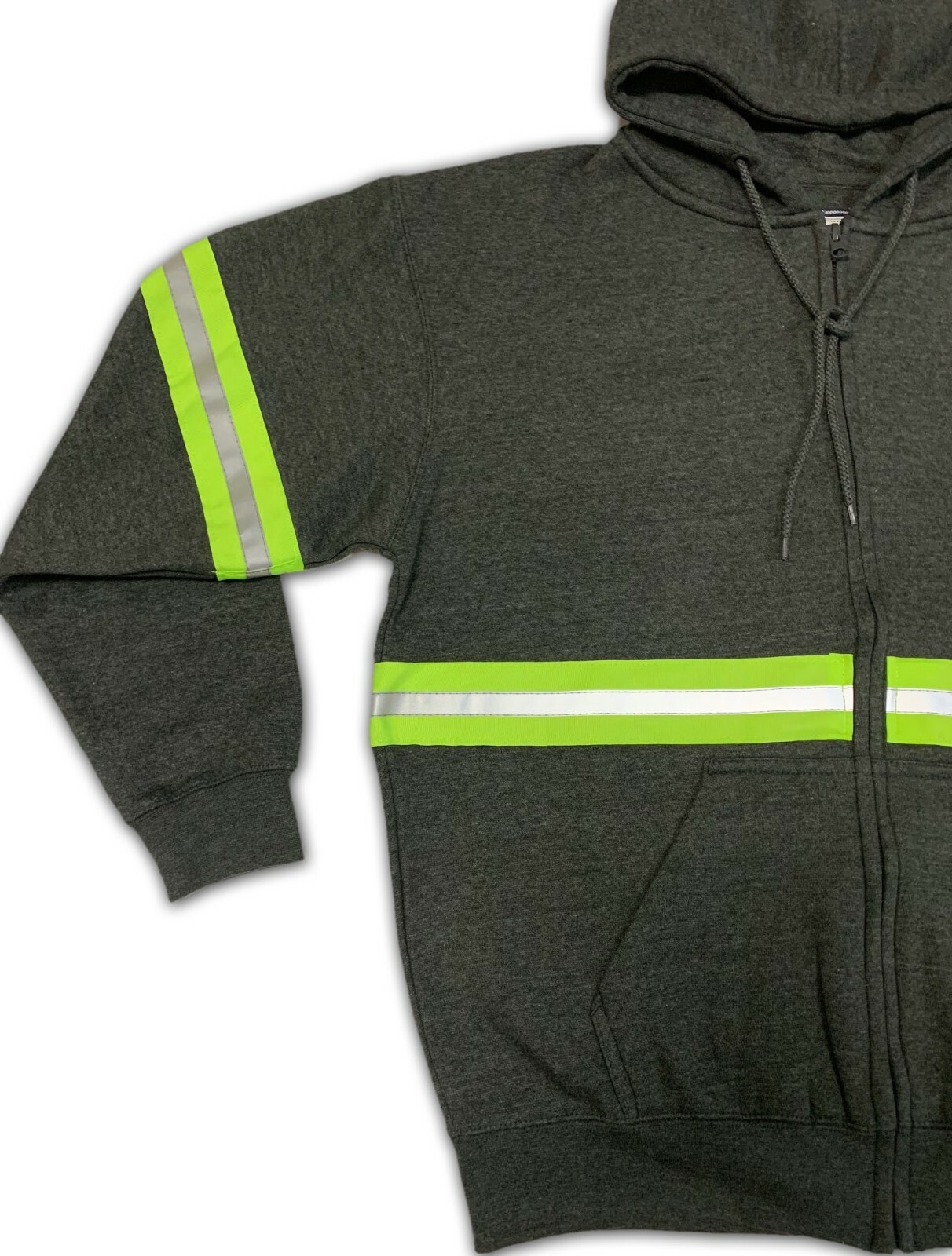 Hoodie Reflective High Visibility Hi Vis Safety Zip Front Work Clothes Uniform