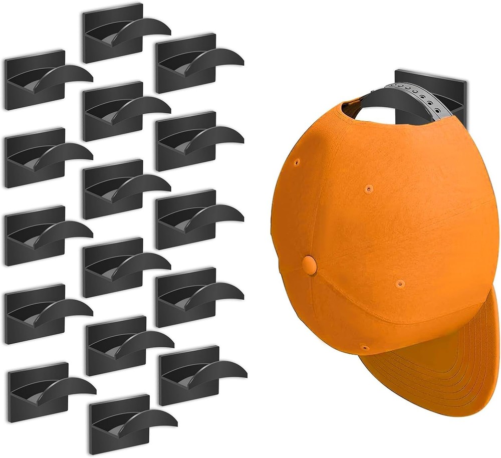 Adhesive Hat Hooks for Wall (16-Pack), Rack 16PCS, ‎16PCS-Black
