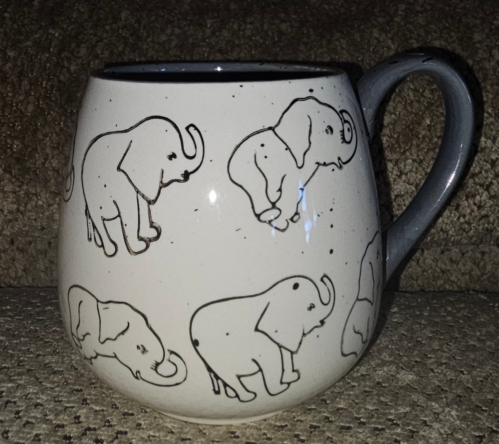 Elephant Ceramic Mug By Meritage 20oz Gray Coffee Cup