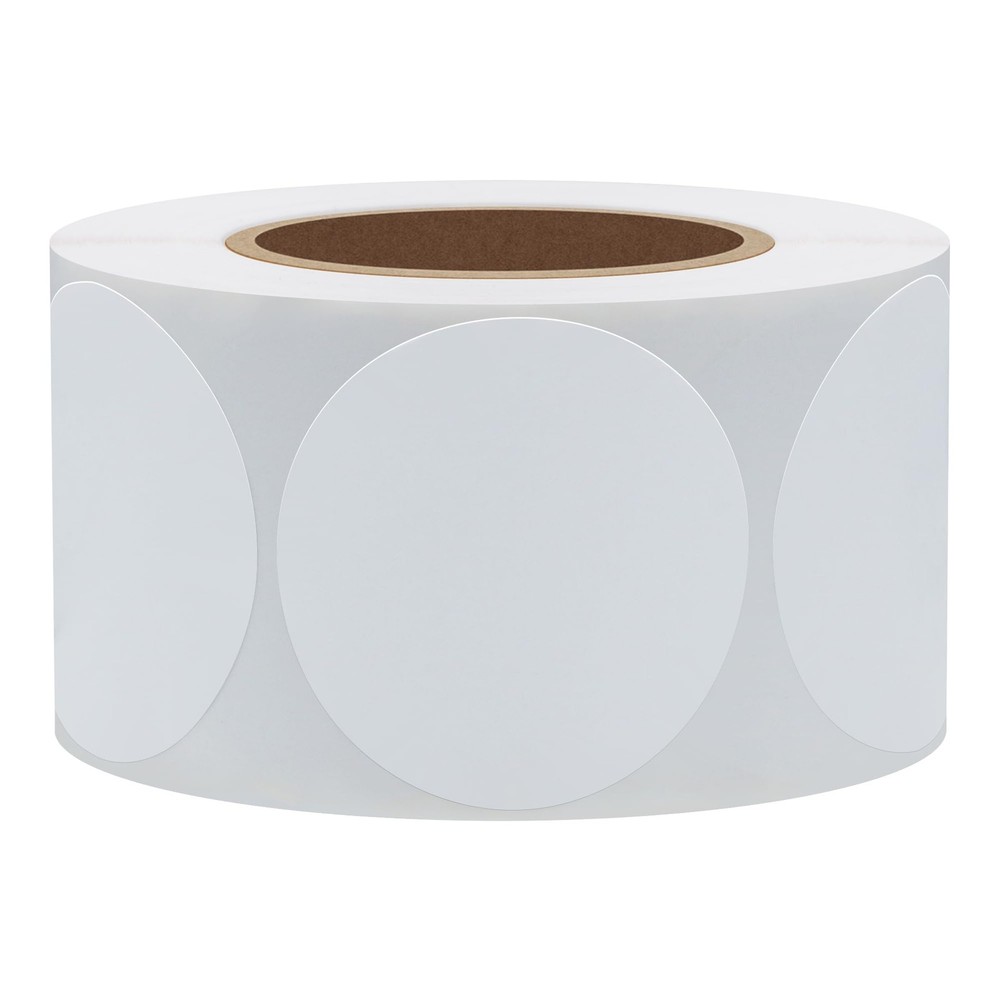 Hybsk White Color Coding Dot Labels Round Semi Gloss Paper 1.5 inch,