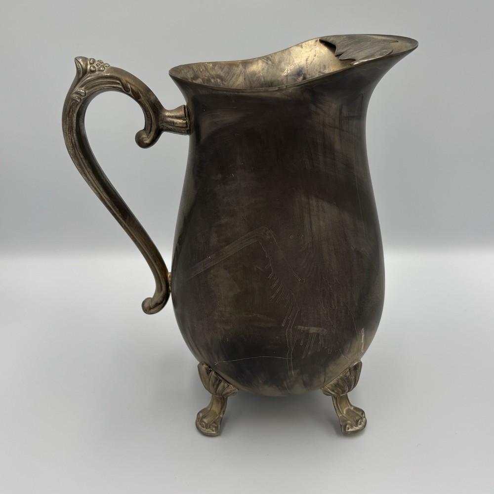 VTG E.P. Brass Silverplated Pitcher With Ice Catcher