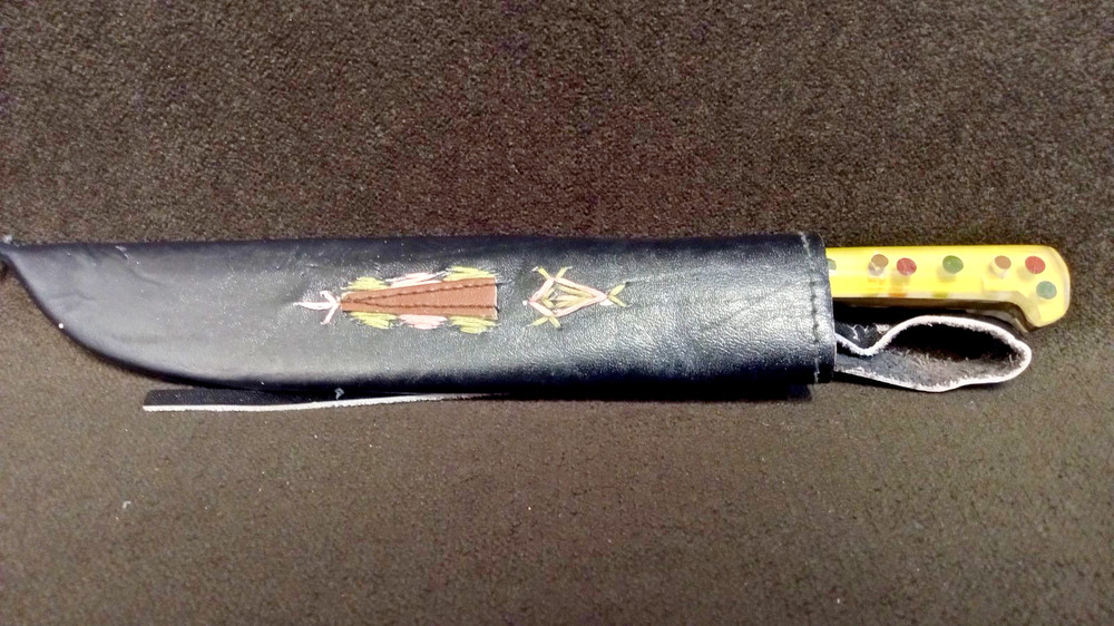 Vintage Pchak Knife with Leather Sheath Handmade
