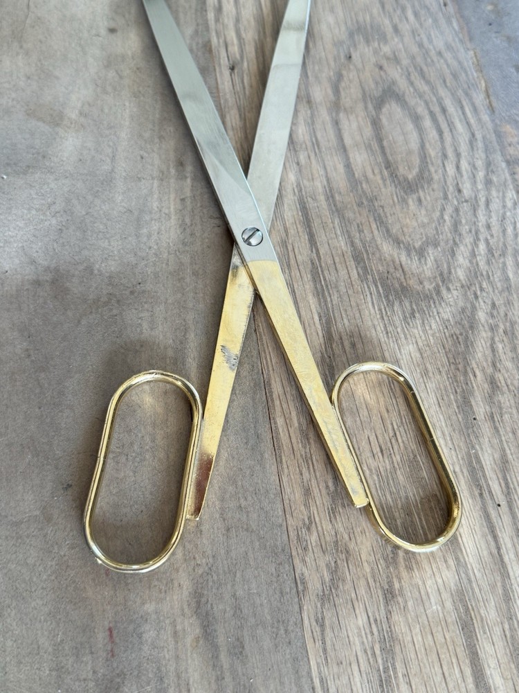 Beautiful Vintage Brass Italy Desk Scissors Sharp! 9” Long