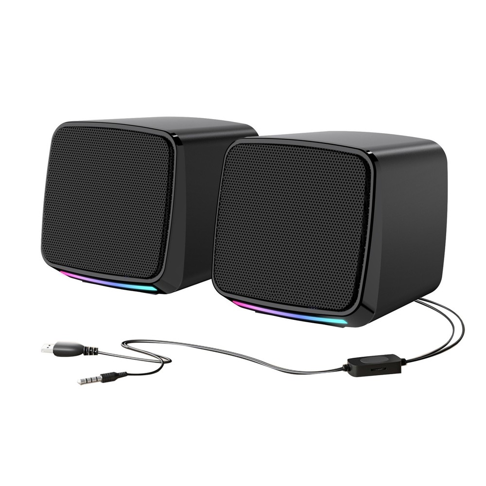 For Desktop PC 1 Pair Small Computer Speakers USB Powered with 3.5mm Audio