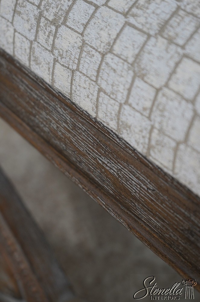 L68198: Rustic Gray Carved Frame Window Bench