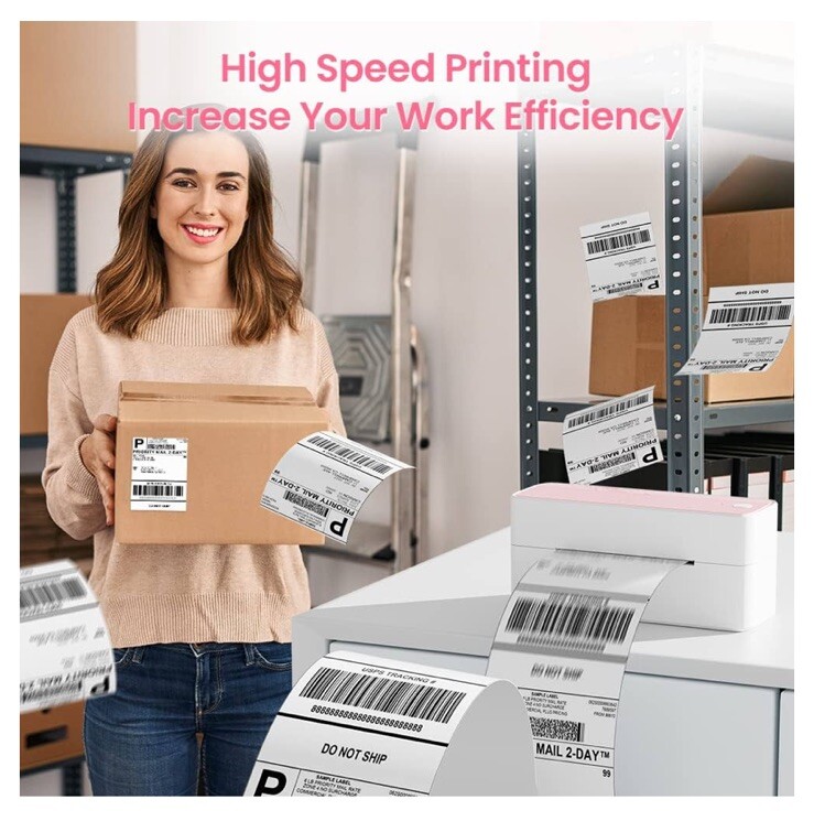 Logistics Label Printer PM-241-BT Pink White NEW Bluetooth