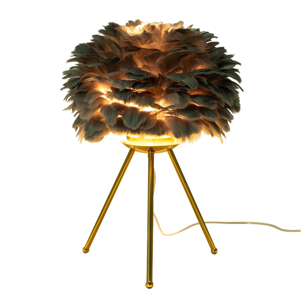Gray Feather Table Lamp Tripod Lamp, Feather Lamp, Table Light Hand Control