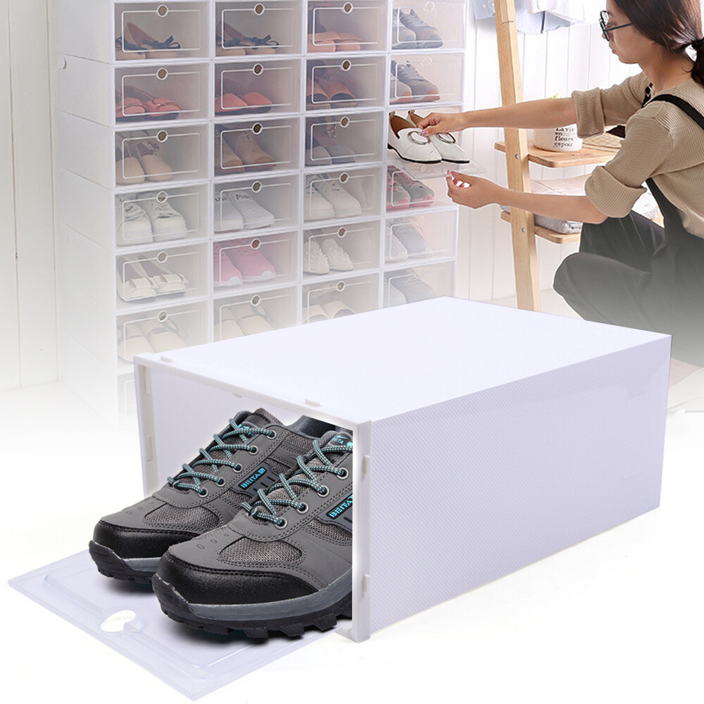 20/24Pcs Foldable Plastic Transparent Shoe Box Storage Clear Stackable Organizer