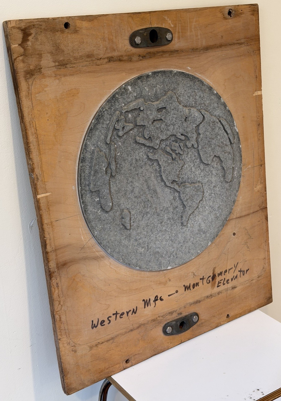 Mid Century Industrial Foundry Mold Wall Art Globe Earth Architectural Element