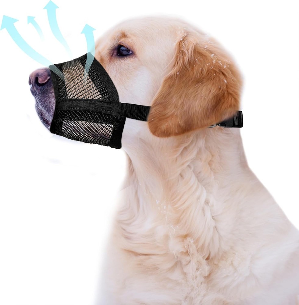 Dog Muzzle Large Dogs Air Mesh Muzzle Large Sized Dog Adjustable No Bark Dogs