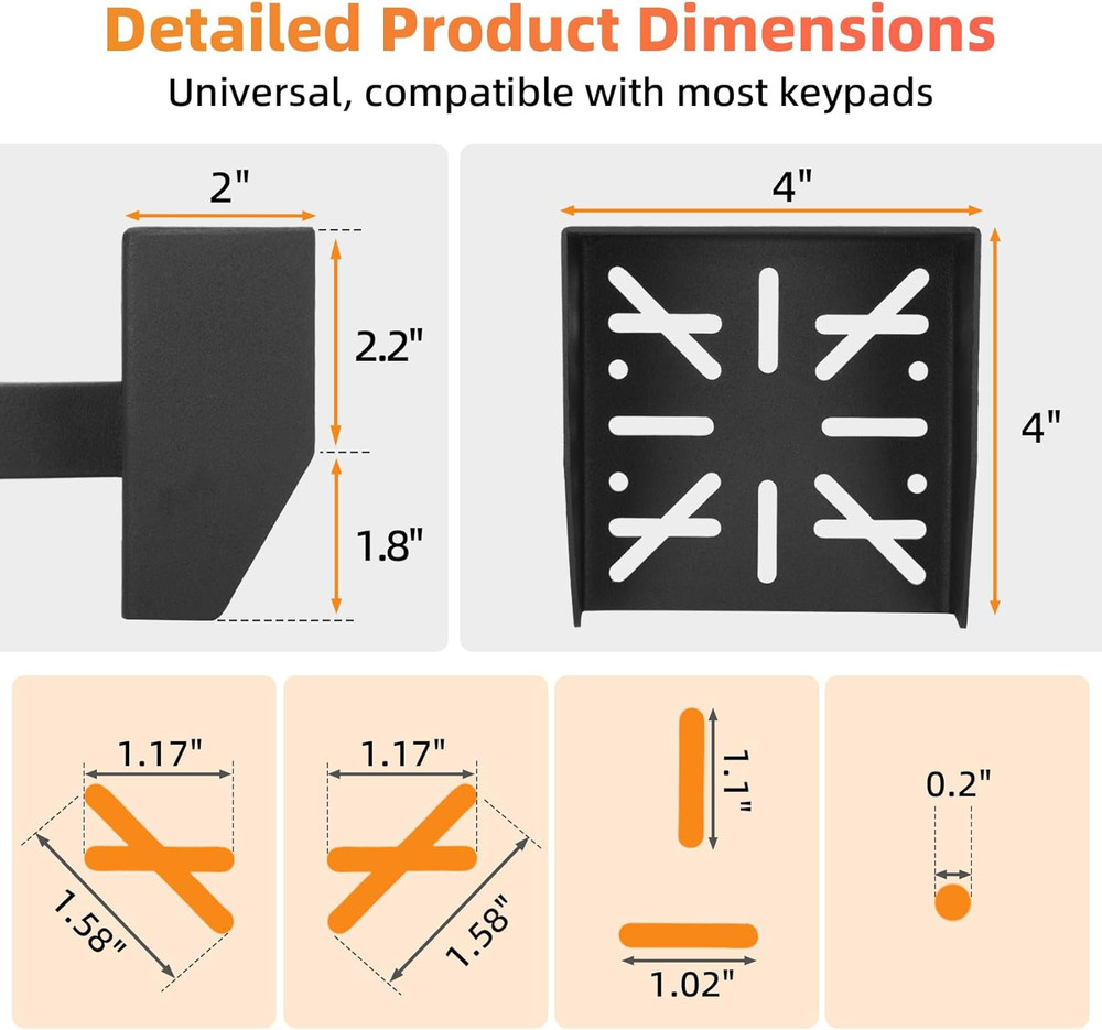 Universal Keypad Mounting Post with Waterproof Cover, Height Adjustable from 37“