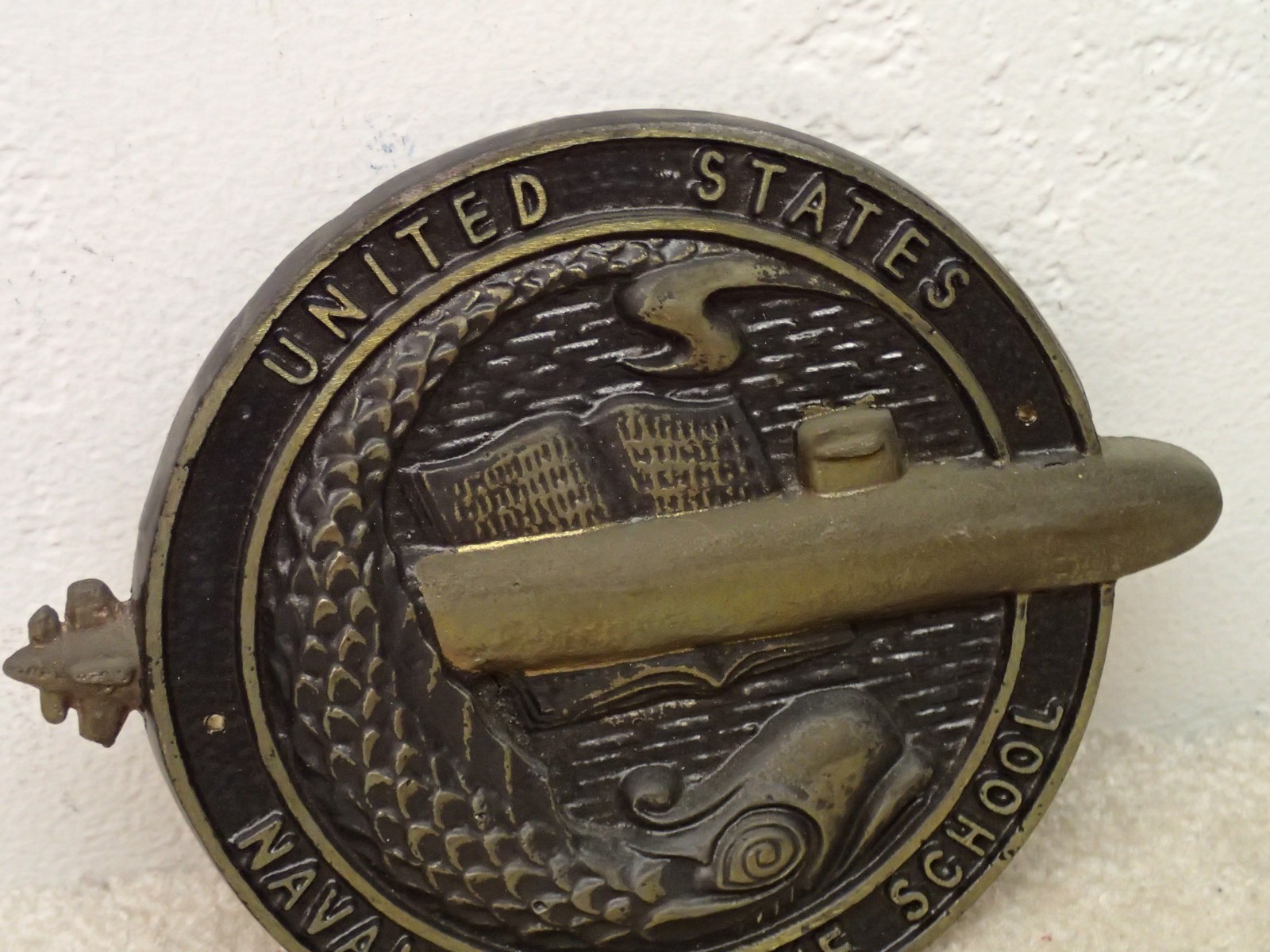 Vintage US Navy Naval Submarine School Brass Plaque