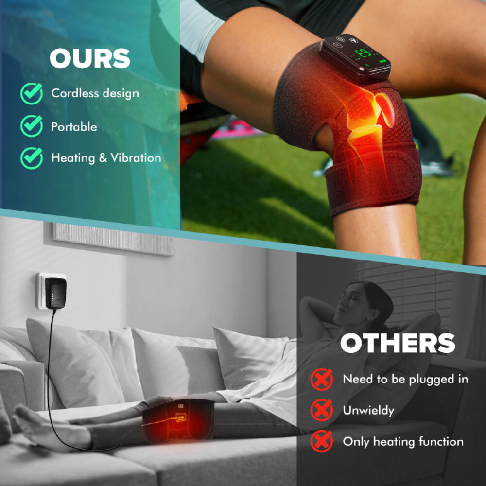 Cordless Heated Knee Massager with Vibration Heating Shoulder Brace Support Wrap