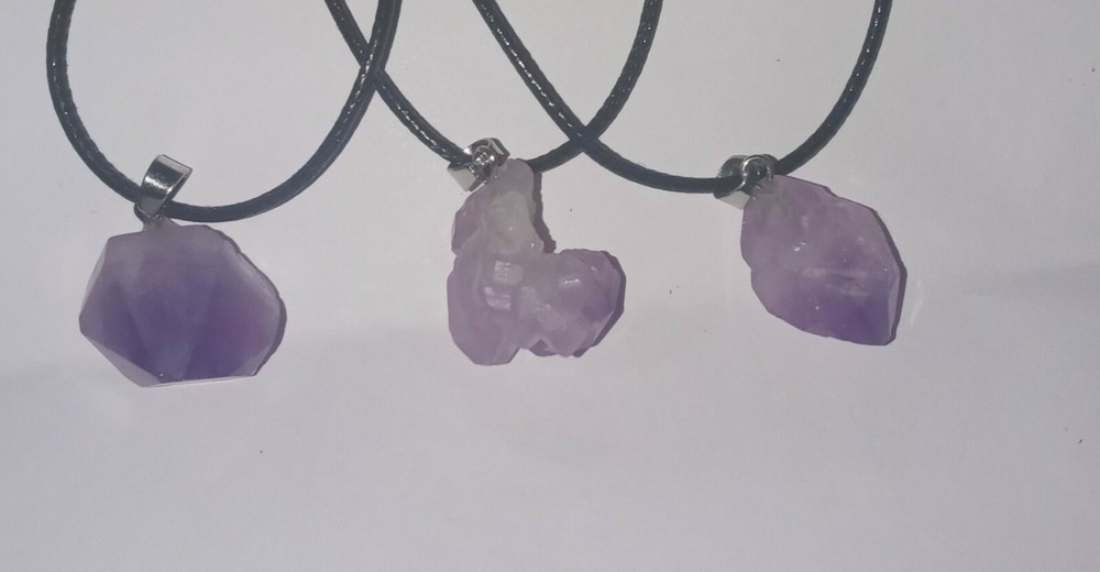 Amethyst Gemstone Pendant with Leather Necklace