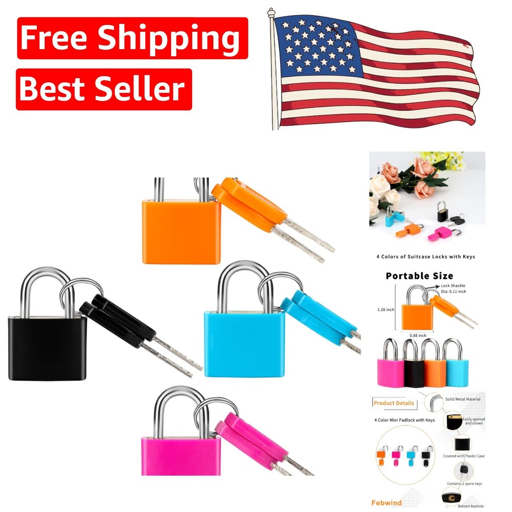 Durable & Portable 4-Piece Suitcase Locks Set - Bright Colors for Easy ID